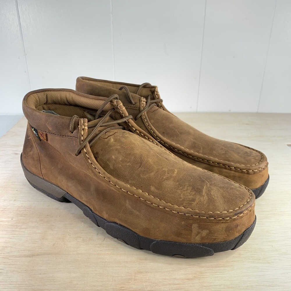 Twisted X Men's Peanut Brown Steel Toe Driving Mocs Shoes MDMSM01 Size 13